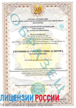Образец сертификата соответствия аудитора №ST.RU.EXP.00014300-1 Новониколаевский Сертификат OHSAS 18001